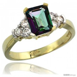 10k Yellow Gold Ladies Natural Mystic Topaz Ring Emerald-shape 7x5 Stone