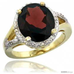 14k Yellow Gold Ladies Natural Garnet Ring oval 12x10 Stone Diamond Accent