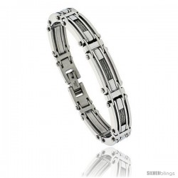 Gent's Stainless Steel Cable & Bar Bracelet, 1/2 in wide