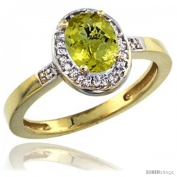 10k Yellow Gold Diamond Lemon Quartz Ring 1 ct 7x5 Stone 1/2 in wide