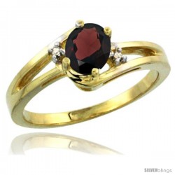 14k Yellow Gold Ladies Natural Garnet Ring oval 6x4 Stone Diamond Accent -Style Cy410165