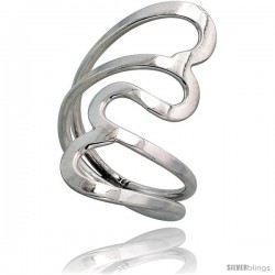 Sterling Silver Hand Made, Heart-shaped Wire Wrap Ring, 1 1/4 in (34 mm) wide