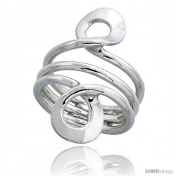 Sterling Silver Hand Made, Freeform Wire Wrap Ring, 1 1/4 in (34 mm) wide