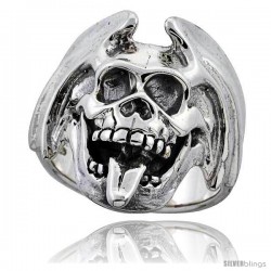 Sterling Silver Skull Ring with Tongue out 1 1/8 in wide