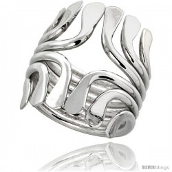 Sterling Silver Hand Made Freeform Wire Wrap Ring, 1 in (24 mm) wide -Style Xrw34