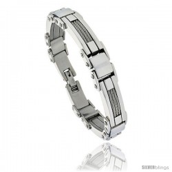 Gent's Stainless Steel Cable & Bar Bracelet, 1/2 in wide, 9 in long -Style Bss129