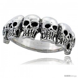 Sterling Silver 6 Skull Ring 7/16 in wide