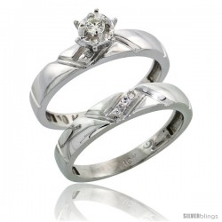 10k White Gold Ladies' 2-Piece Diamond Engagement Wedding Ring Set, 5/32 in wide -Style Ljw112e2
