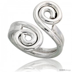 Sterling Silver Hand Made Freeform Wire Wrap Ring, 1 in (24 mm) wide