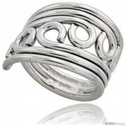 Sterling Silver Hand Made Freeform Wire Wrap Ring, 5/8 in (16 mm) wide