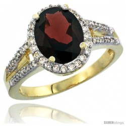 14k Yellow Gold Ladies Natural Garnet Ring oval 10x8 Stone Diamond Accent