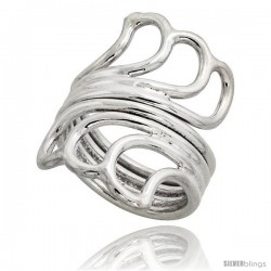 Sterling Silver Hand Made Wire Wrap Ring, 1 1/4 in (30 mm) wide