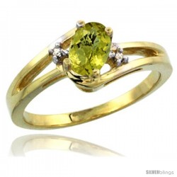 10k Yellow Gold Ladies Natural Lemon Quartz Ring oval 6x4 Stone -Style Cy927165