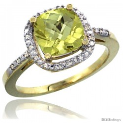 10k Yellow Gold Ladies Natural Lemon Quartz Ring Cushion-cut 3.8 ct. 8x8 Stone