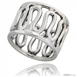 Sterling Silver Hand Made Wire Band, 5/8 in (16 mm) wide