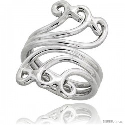 Sterling Silver Hand Made Wire Wrap Ring, 1 1/4 in (30 mm) wide -Style Xrw3