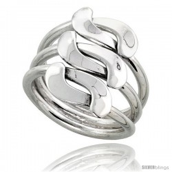 Sterling Silver Hand Made Freeform Wire Wrap Ring, 3/4 in (19 mm) wide