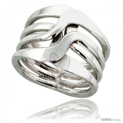 Sterling Silver Hand Made Freeform Wire Wrap Ring, 3/4 in (17 mm) wide