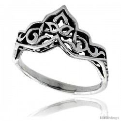 Sterling Silver Celtic Crown Ring 3/8 in wide