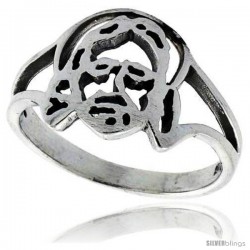 Sterling Silver Jesus Ring 1/2 in wide