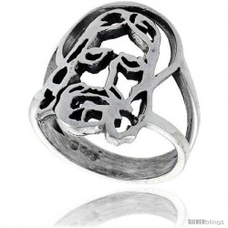 Sterling Silver Jesus Ring 7/8 in wide