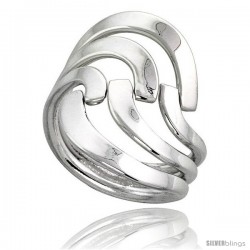 Sterling Silver Hand Made Freeform Wire Wrap Ring, 1 in (26 mm) wide