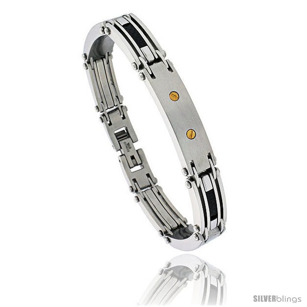 https://www.silverblings.com/484-thickbox_default/gents-stainless-steel-bracelet-w-gold-plated-screw-head-black-carbon-fiber-3-8-in-wide-9-in-long.jpg