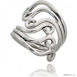 Sterling Silver Hand Made Freeform Wire Wrap Ring, 1 1/8 in (28 mm) wide -Style Xrw4