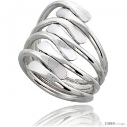 Sterling Silver Hand Made Freeform Wire Wrap Ring, 1 in (25 mm) wide