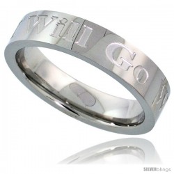 Surgical Steel 5mm Wedding Band Ring WHERE YOU GO I WILL GO Comfort-fit