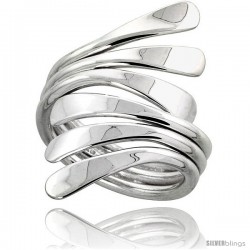 Sterling Silver Hand Made Freeform Wire Wrap Ring, 1 1/4 in (34 mm) wide -Style Xrw39