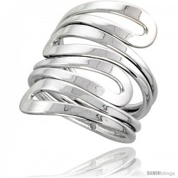 Sterling Silver Hand Made Freeform Wire Wrap Ring, 1 1/16 in (27 mm) wide -Style Xrw42