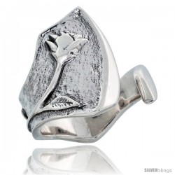 Sterling Silver Rose Spoon Ring 3/4 in wide