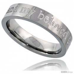 Surgical Steel 5mm Wedding Band Ring I AM MY BELOVEDS AND MY BELOVED IS MINE Comfort-Fit