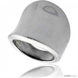 Sterling Silver Concaved Cigar Band Ring 7/8 in long