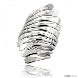 Sterling Silver Hand Made Freeform Wire Wrap Ring, 1 3/8 in (39 mm) wide