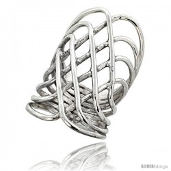 Sterling Silver Hand Made Freeform Wire Wrap Ring, 1 1/2 in (40 mm) wide