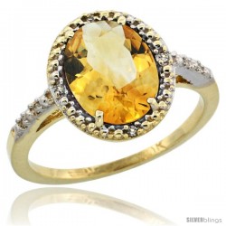 10k Yellow Gold Diamond Citrine Ring 2.4 ct Oval Stone 10x8 mm, 1/2 in wide -Style Cy909111