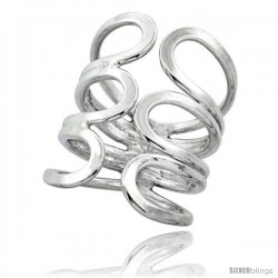 Sterling Silver Wire Wrap Pear Shape Ring Handmade, 1 1/16 in Long