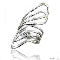 Sterling Silver Hand Made Freeform Wire Wrap Ring, 2 1/8 in (54 mm) wide