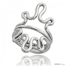Sterling Silver Hand Made Sunburst design Wire Wrap Ring, 1 3/8 in (35 mm) wide