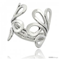 Sterling Silver Wire Wrap Four Leaf Ring Handmade, 1 in Long