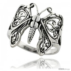 Sterling Silver Butterfly Ring 3/4 in Long