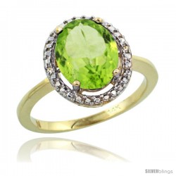 14k Yellow Gold Diamond Peridot Ring 2.4 ct Oval Stone 10x8 mm, 1/2 in wide -Style Cy411114