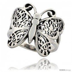 Sterling Silver Butterfly Ring 3/4 in Long -Style Tr819