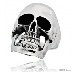 Sterling Silver Skull Ring 1 1/8 in long