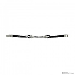 Stainless Steel & Rubber Cord Bracelet, 3/8 in wide, 8 in long