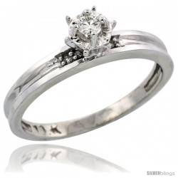 10k White Gold Diamond Engagement Ring, 1/8inch wide -Style Ljw119er