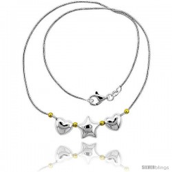 Sterling Silver Necklace / Bracelet with 2 Hearts Star Slide