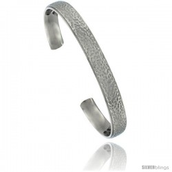 Titanium Flat Cuff Bangle Bracelet Hammered Polish finish Comfort-fit, 8 in long 8 mm 5/16 in wide